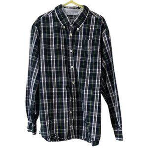 Talbots Kids Boy's Plaid Button-Down Shirt - Navy and Green